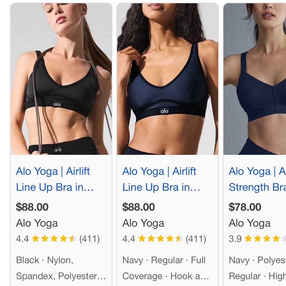 ALO Yoga Airlift Bra - Black and Navy